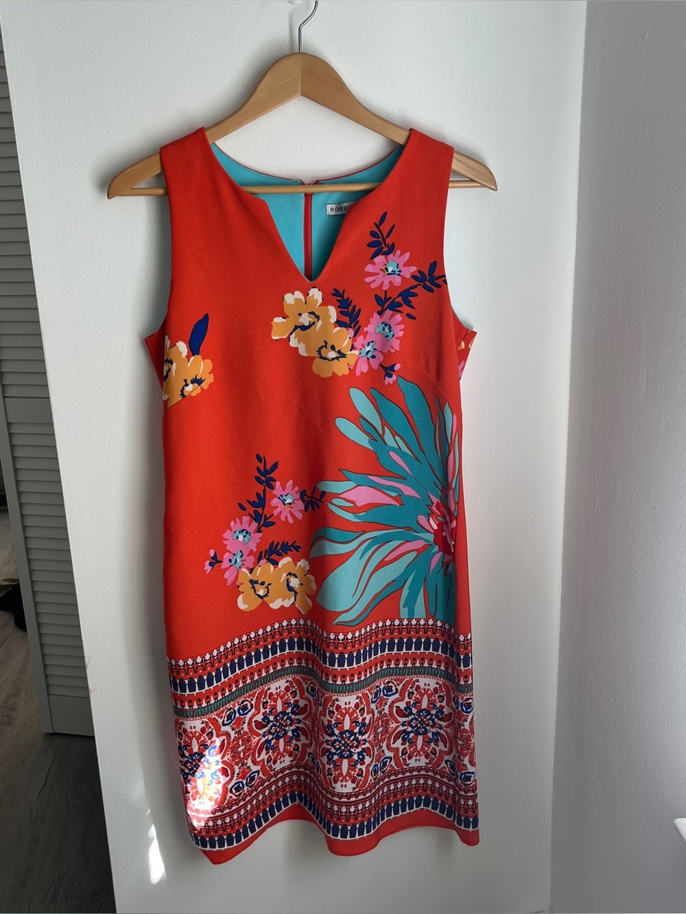 Women's Orange Floral Print Patterned Sleeveless knee-length Dress size petite 8